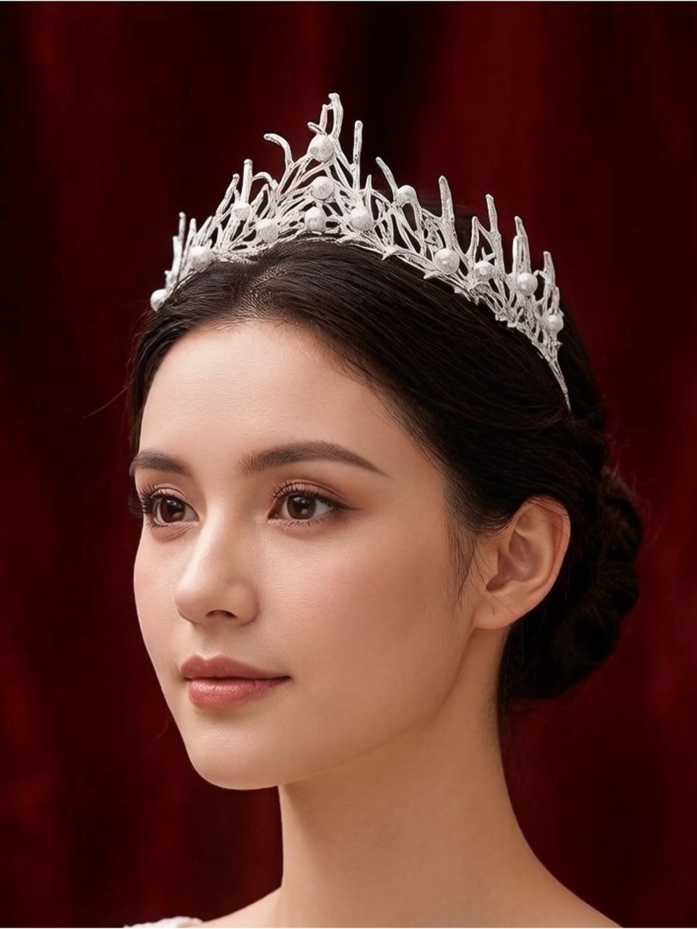 Silver Crystal Branch Tiara Headpiece - Elegant Wedding Accessory